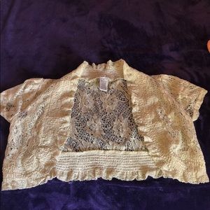 Tan short sleeve mesh cardigan